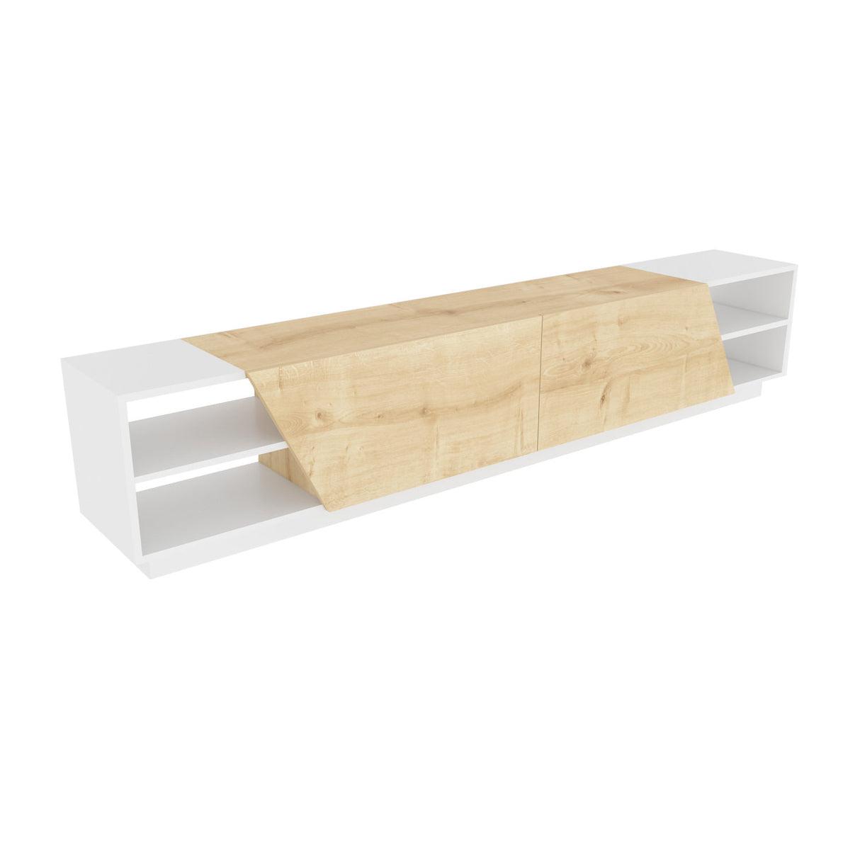 Comodă TV Rhodes, Diverse culori, 240x37x47 cm - Alb - Stejar | SKU: 322RTC2436 | Comodă TV Rhodes, 240x37x47 cm, varianta Alb - Stejar, produs pentru amenajarea locuinței, disponibil online în România la CasaMob