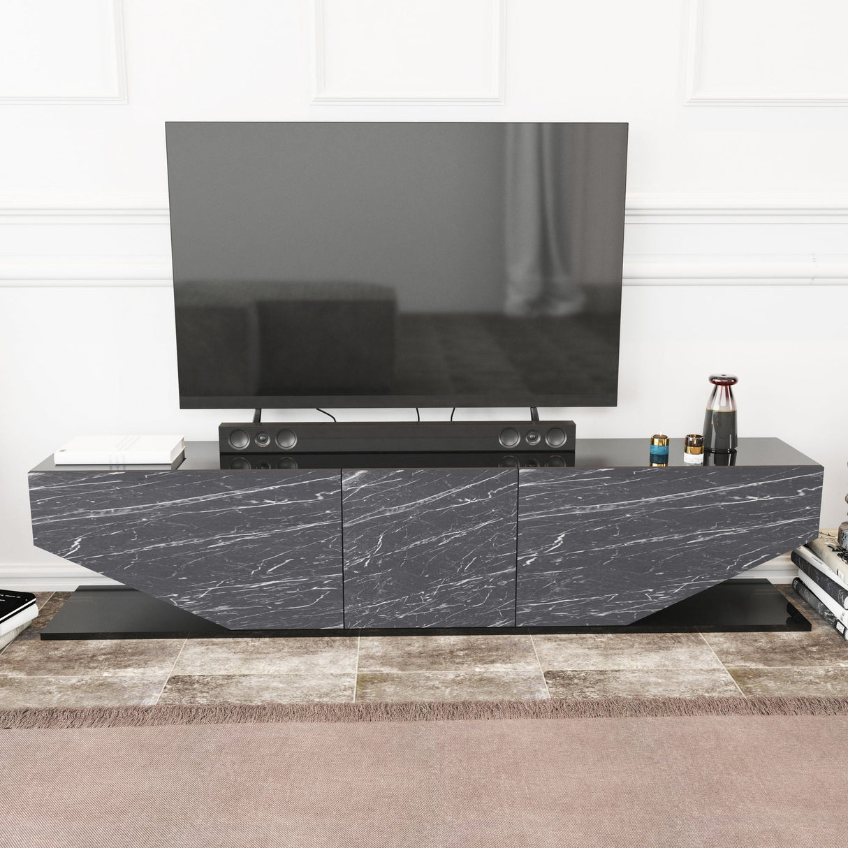 Comodă TV Inci, Diverse culori, 180x30x45 cm - Negru | SKU: 322RTC2447 | Comodă TV Inci, 180x30x45 cm, varianta Negru, produs pentru amenajarea locuinței, disponibil online în România la CasaMob