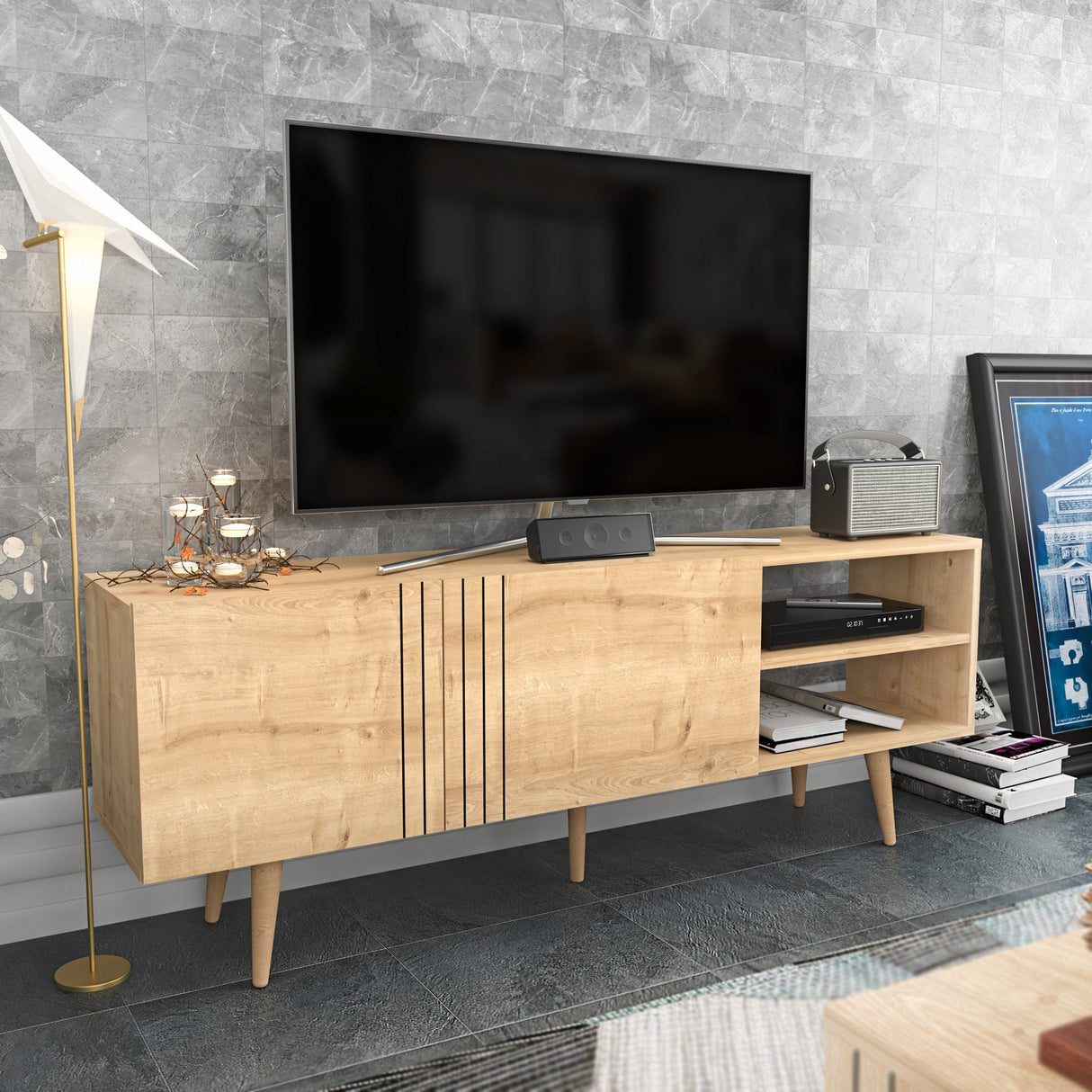 Comodă TV Ronas, Diverse culori, 160x35x39 cm - Sapphire | SKU: 322RTC2457 | Comodă TV Ronas, 160x35x39 cm, varianta Sapphire, produs pentru amenajarea locuinței, disponibil online în România la CasaMob