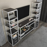 Comodă TV Robbins, Diverse culori, Diverse dimensiuni - Alb - Antracit - 198x39x160 cm | SKU: 322RTC2467 | Comodă TV Robbins, varianta Alb - Antracit - 198x39x160 cm, produs pentru amenajarea locuinței, disponibil online în România la CasaMob