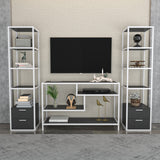 Comodă TV Robbins, Diverse culori, Diverse dimensiuni - Alb - Antracit - 198x39x160 cm | SKU: 322RTC2467 | Comodă TV Robbins, varianta Alb - Antracit - 198x39x160 cm, produs pentru amenajarea locuinței, disponibil online în România la CasaMob