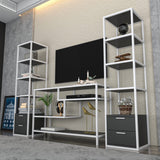 Comodă TV Robbins, Diverse culori, Diverse dimensiuni - Alb - Antracit - 198x39x160 cm | SKU: 322RTC2467 | Comodă TV Robbins, varianta Alb - Antracit - 198x39x160 cm, produs pentru amenajarea locuinței, disponibil online în România la CasaMob