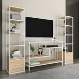 Comodă TV Robbins, Diverse culori, Diverse dimensiuni - Alb - Stejar - 198x39x160 cm | SKU: 322RTC2470 | Comodă TV Robbins, varianta Alb - Stejar - 198x39x160 cm, produs pentru amenajarea locuinței, disponibil online în România la CasaMob
