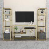 Comodă TV Robbins, Diverse culori, Diverse dimensiuni - Auriu - Antracit - 198x39x160 cm | SKU: 322RTC2471 | Comodă TV Robbins, varianta Auriu - Antracit - 198x39x160 cm, produs pentru amenajarea locuinței, disponibil online în România la CasaMob