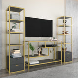Comodă TV Robbins, Diverse culori, Diverse dimensiuni - Auriu - Antracit - 198x39x160 cm | SKU: 322RTC2471 | Comodă TV Robbins, varianta Auriu - Antracit - 198x39x160 cm, produs pentru amenajarea locuinței, disponibil online în România la CasaMob