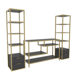 Comodă TV Robbins, Diverse culori, Diverse dimensiuni - Auriu - Antracit - 198x39x160 cm | SKU: 322RTC2471 | Comodă TV Robbins, varianta Auriu - Antracit - 198x39x160 cm, produs pentru amenajarea locuinței, disponibil online în România la CasaMob