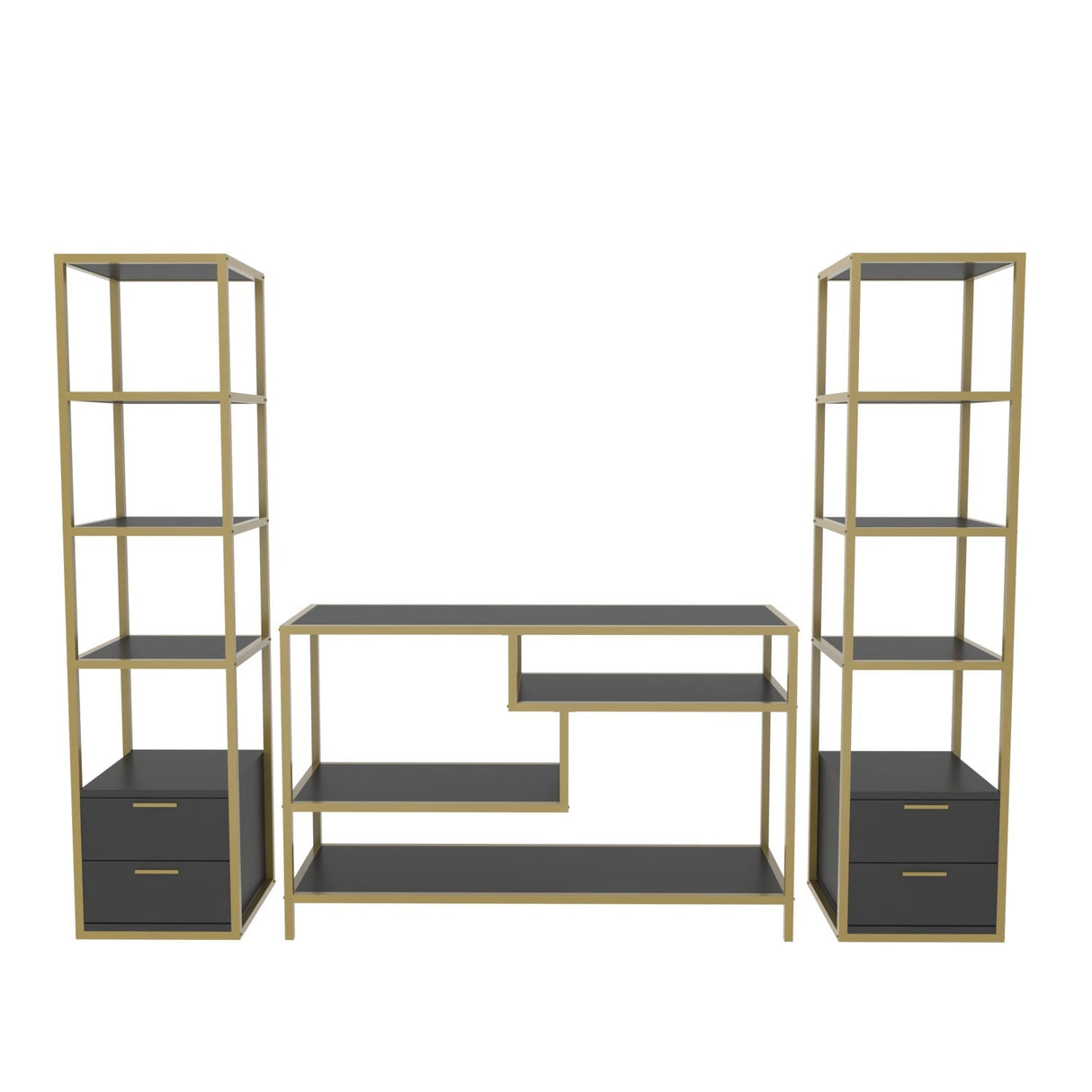 Comodă TV Robbins, Diverse culori, Diverse dimensiuni - Auriu - Antracit - 198x39x160 cm | SKU: 322RTC2471 | Comodă TV Robbins, varianta Auriu - Antracit - 198x39x160 cm, produs pentru amenajarea locuinței, disponibil online în România la CasaMob
