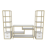 Comodă TV Robbins, Diverse culori, Diverse dimensiuni - Auriu - Alb - 198x39x160 cm | SKU: 322RTC2472 | Comodă TV Robbins, varianta Auriu - Alb - 198x39x160 cm, produs pentru amenajarea locuinței, disponibil online în România la CasaMob