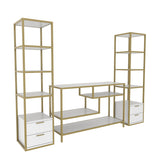 Comodă TV Robbins, Diverse culori, Diverse dimensiuni - Auriu - Alb - 198x39x160 cm | SKU: 322RTC2472 | Comodă TV Robbins, varianta Auriu - Alb - 198x39x160 cm, produs pentru amenajarea locuinței, disponibil online în România la CasaMob