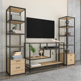 Comodă TV Robbins, Diverse culori, Diverse dimensiuni - Negru - Stejar - 198x39x160 cm | SKU: 322RTC2477 | Comodă TV Robbins, varianta Negru - Stejar - 198x39x160 cm, produs pentru amenajarea locuinței, disponibil online în România la CasaMob