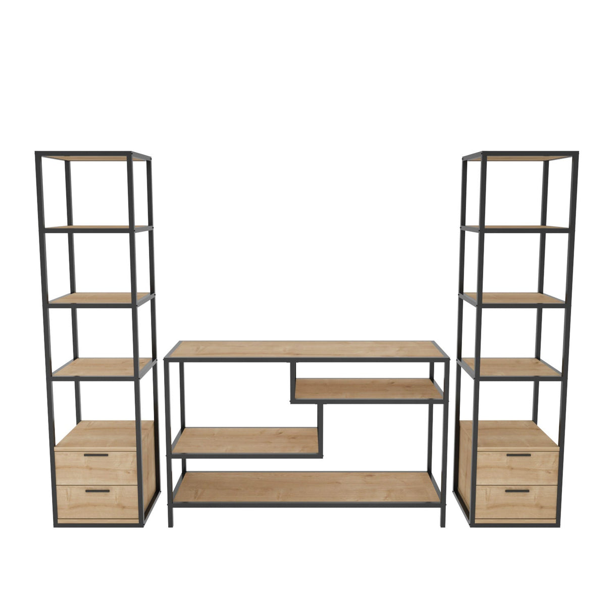 Comodă TV Robbins, Diverse culori, Diverse dimensiuni - Negru - Stejar - 198x39x160 cm | SKU: 322RTC2477 | Comodă TV Robbins, varianta Negru - Stejar - 198x39x160 cm, produs pentru amenajarea locuinței, disponibil online în România la CasaMob