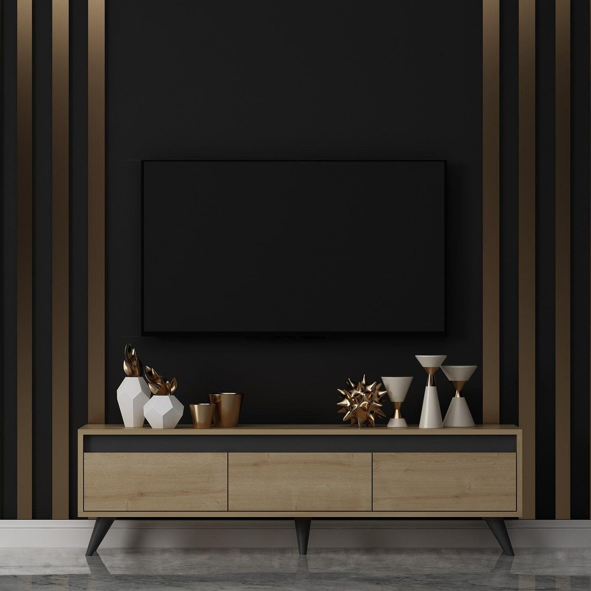 Comodă TV Century, Diverse culori, 150x30x45 cm - Stejar safir | SKU: 327ODS1115 | Comodă TV Century, 150x30x45 cm, varianta Stejar safir, produs pentru amenajarea locuinței, disponibil online în România la CasaMob