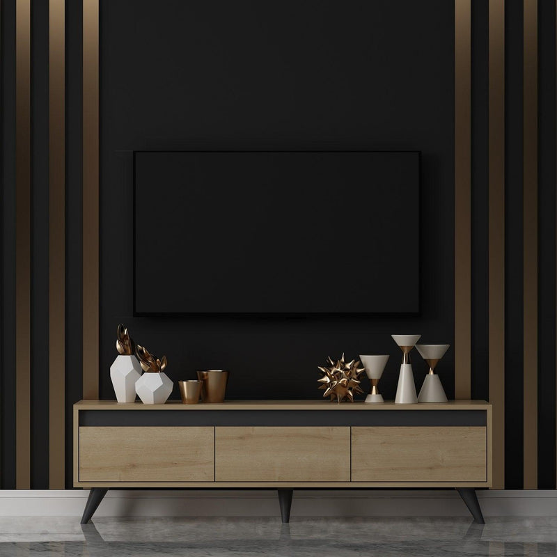 Stejar safir | SKU: 327ODS1115 | Comodă TV Century, 150x30x45 cm, varianta Stejar safir, produs pentru amenajarea locuinței, disponibil online în România la CasaMob