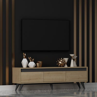 Stejar safir | SKU: 327ODS1115 | Comodă TV Century, 150x30x45 cm, varianta Stejar safir, produs pentru amenajarea locuinței, disponibil online în România la CasaMob