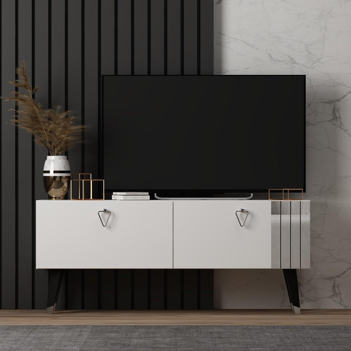 Comodă TV Tarab, Diverse culori, 120x30x50 cm - Alb | SKU: 327ODS1117 | Comodă TV Tarab, 120x30x50 cm, varianta Alb, produs pentru amenajarea locuinței, disponibil online în România la CasaMob