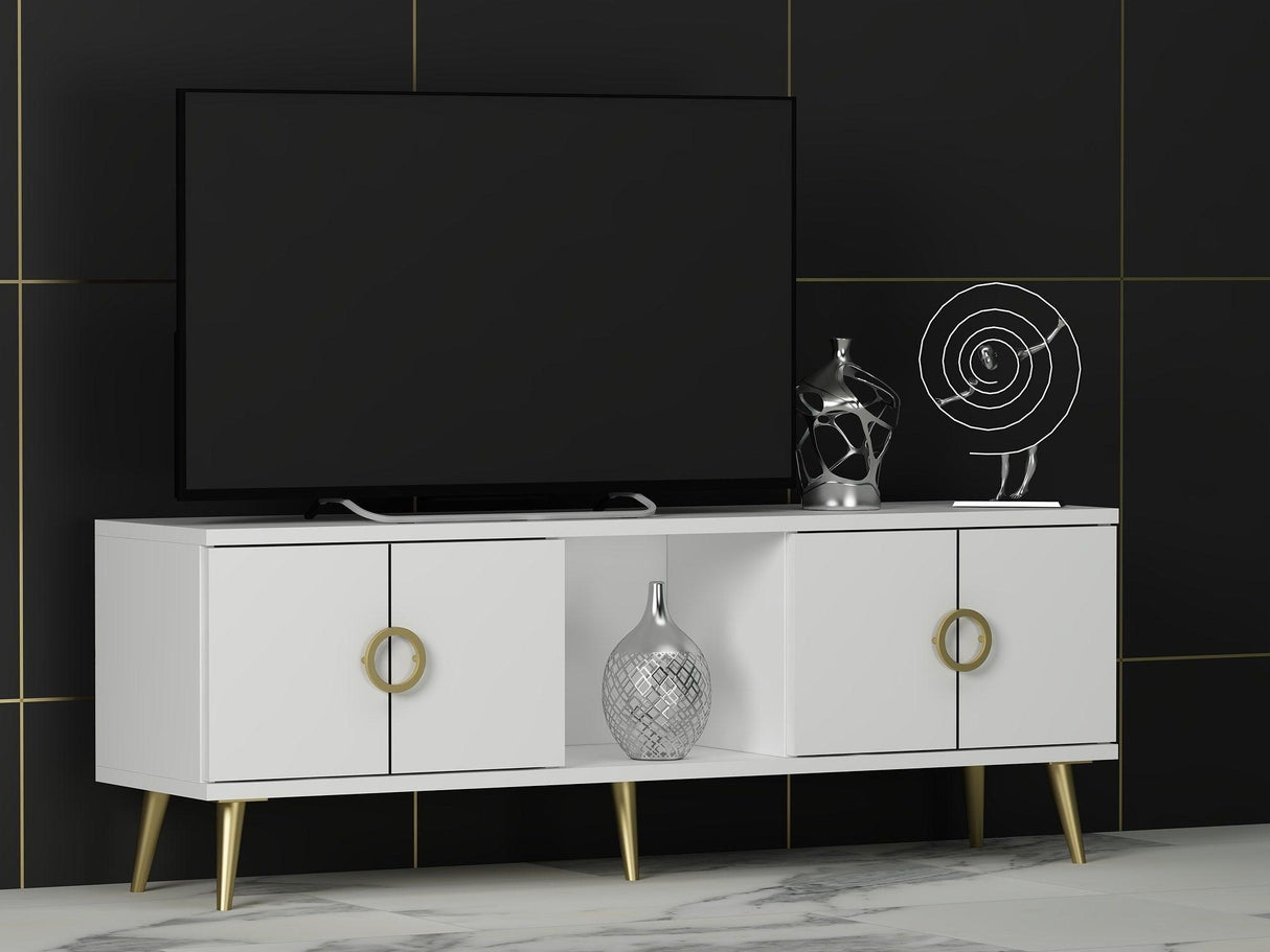 Comodă TV Cey, Diverse culori, 120x30x45 cm - Alb | SKU: 327ODS1120 | Comodă TV Cey, 120x30x45 cm, varianta Alb, produs pentru amenajarea locuinței, disponibil online în România la CasaMob