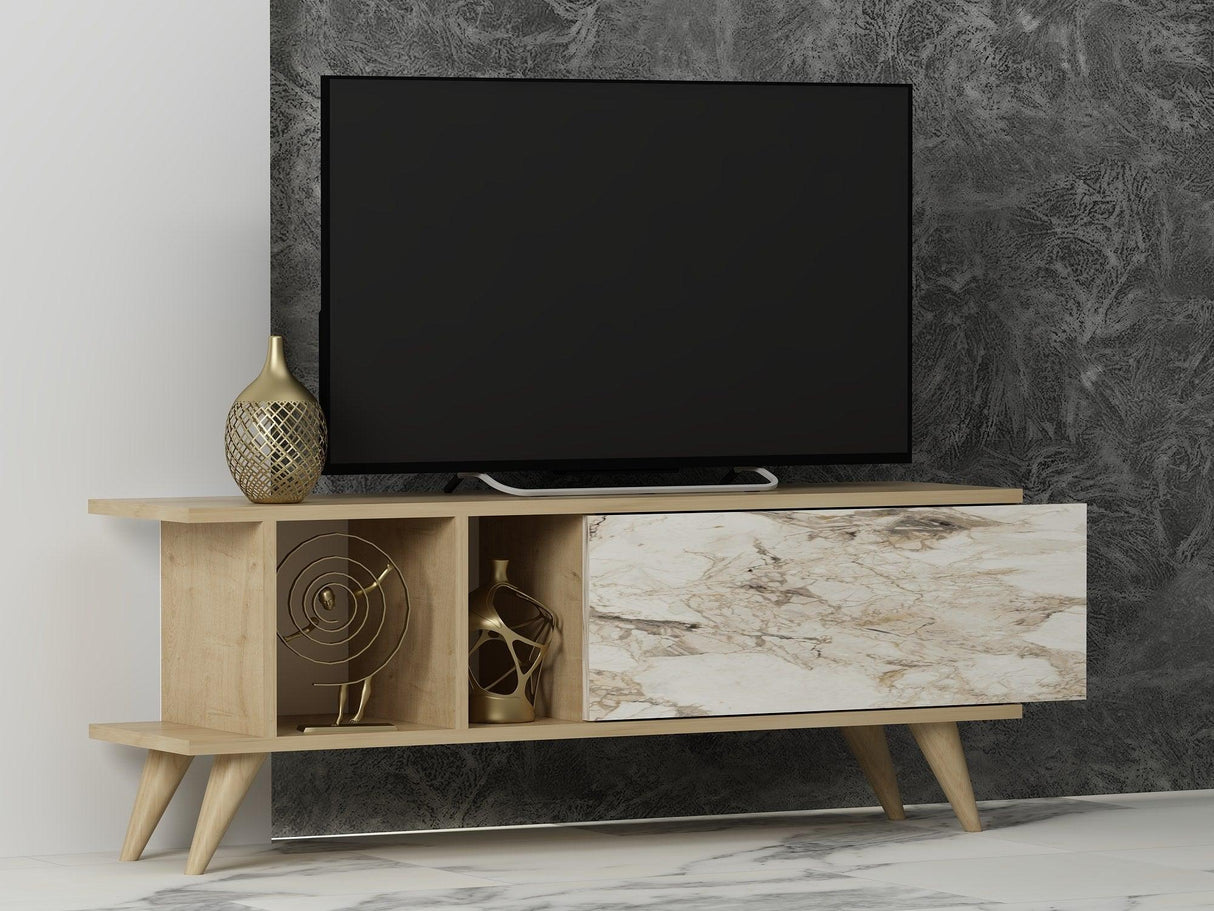 Comodă TV Liberty, Diverse culori, 120x30x45 cm - Stejar safir - Marble | SKU: 327ODS1123 | Comodă TV Liberty, 120x30x45 cm, varianta Stejar safir - Marble, produs pentru amenajarea locuinței, disponibil online în România la CasaMob