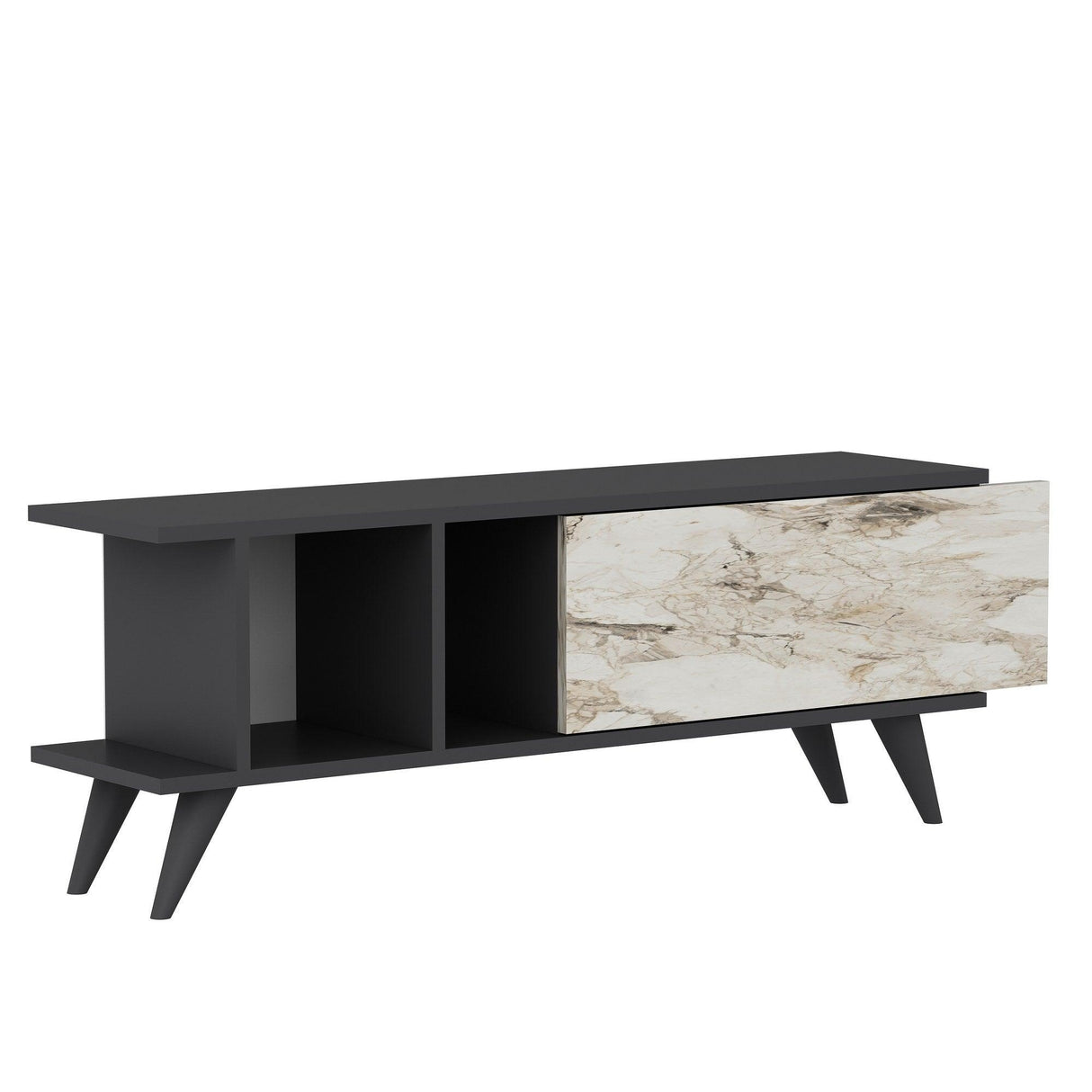 Comodă TV Liberty, Diverse culori, 120x30x45 cm - Antracit - Marble | SKU: 327ODS1124 | Comodă TV Liberty, 120x30x45 cm, varianta Antracit - Marble, produs pentru amenajarea locuinței, disponibil online în România la CasaMob