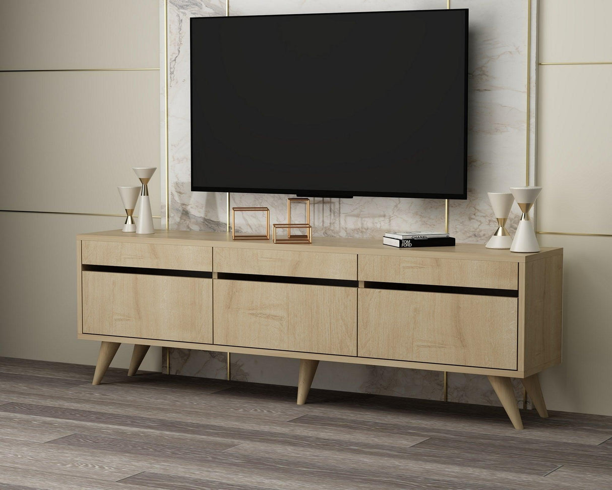 Comodă TV River, Diverse culori, 150x30x48 cm - Stejar safir | SKU: 327ODS1129 | Comodă TV River, 150x30x48 cm, varianta Stejar safir, produs pentru amenajarea locuinței, disponibil online în România la CasaMob