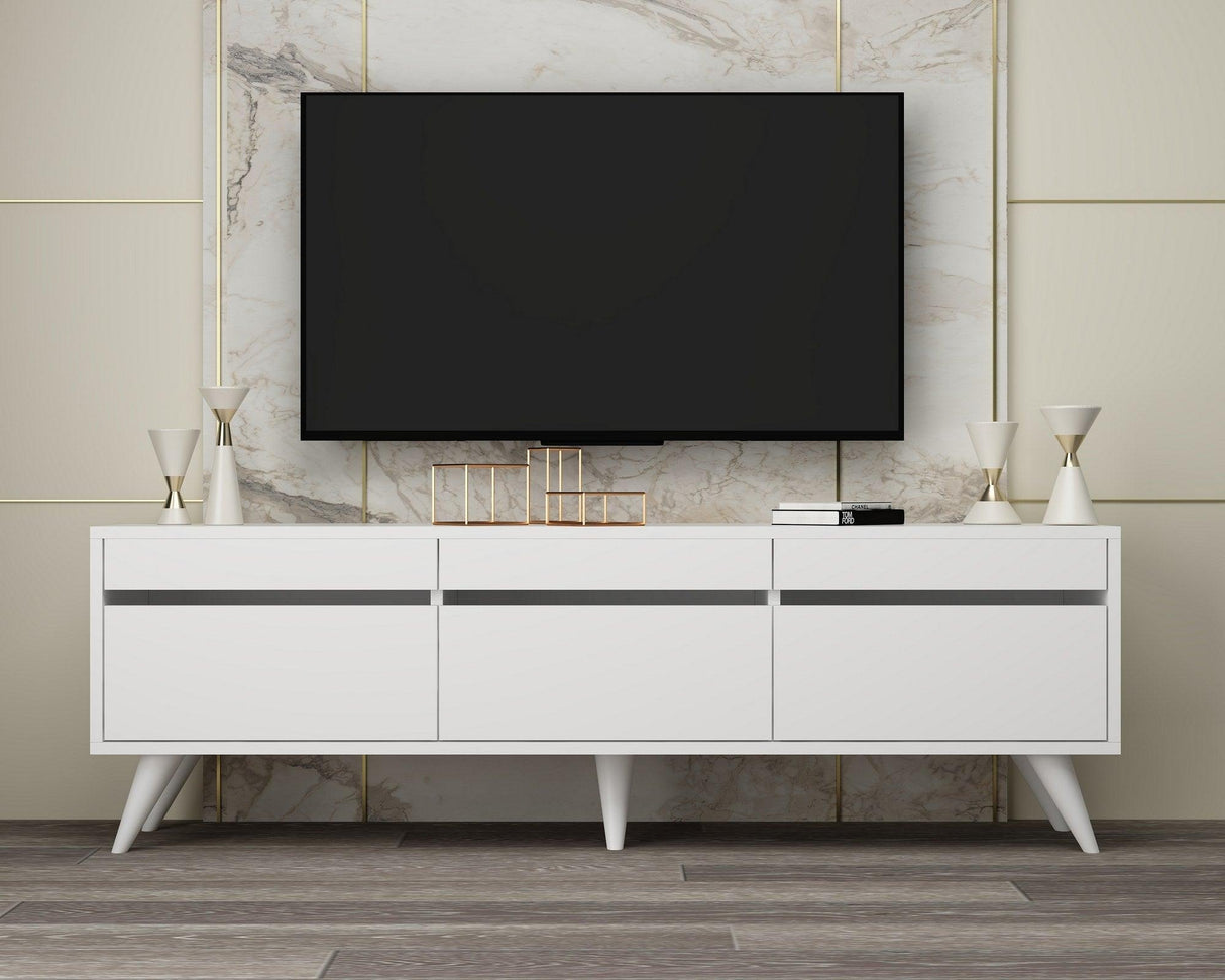 Comodă TV River, Diverse culori, 150x30x48 cm - Alb | SKU: 327ODS1130 | Comodă TV River, 150x30x48 cm, varianta Alb, produs pentru amenajarea locuinței, disponibil online în România la CasaMob