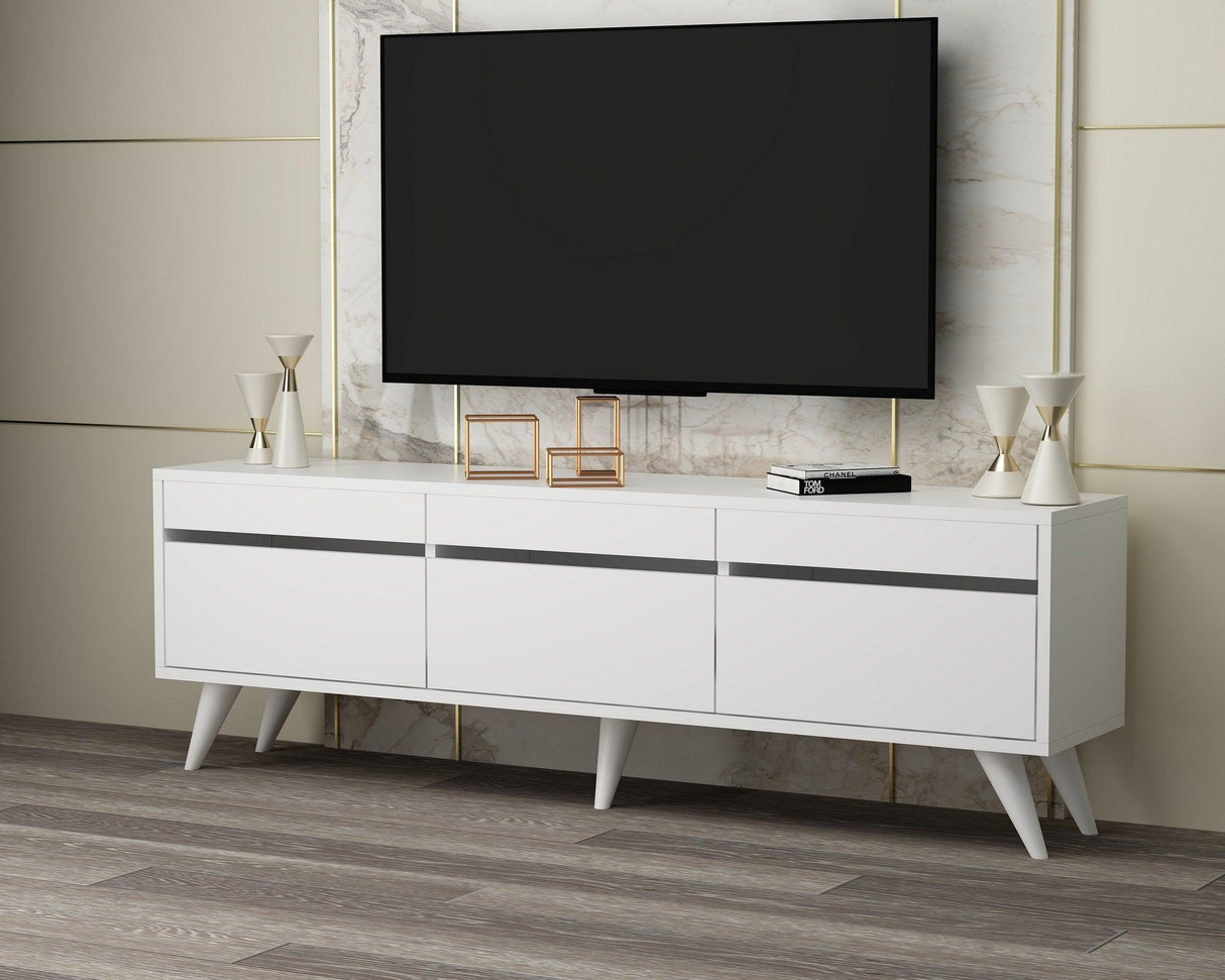 Comodă TV River, Diverse culori, 150x30x48 cm - Alb | SKU: 327ODS1130 | Comodă TV River, 150x30x48 cm, varianta Alb, produs pentru amenajarea locuinței, disponibil online în România la CasaMob