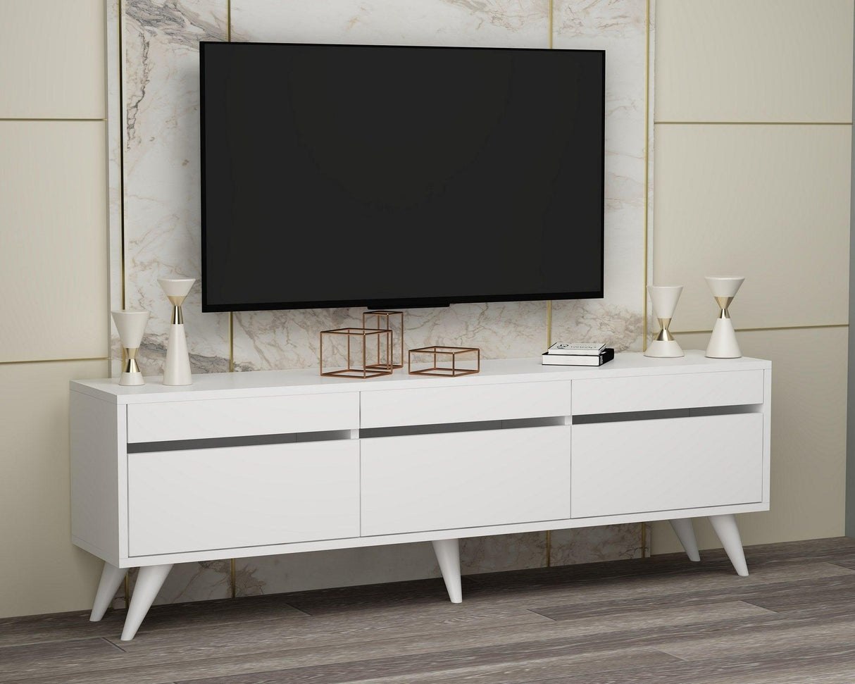 Comodă TV River, Diverse culori, 150x30x48 cm - Alb | SKU: 327ODS1130 | Comodă TV River, 150x30x48 cm, varianta Alb, produs pentru amenajarea locuinței, disponibil online în România la CasaMob