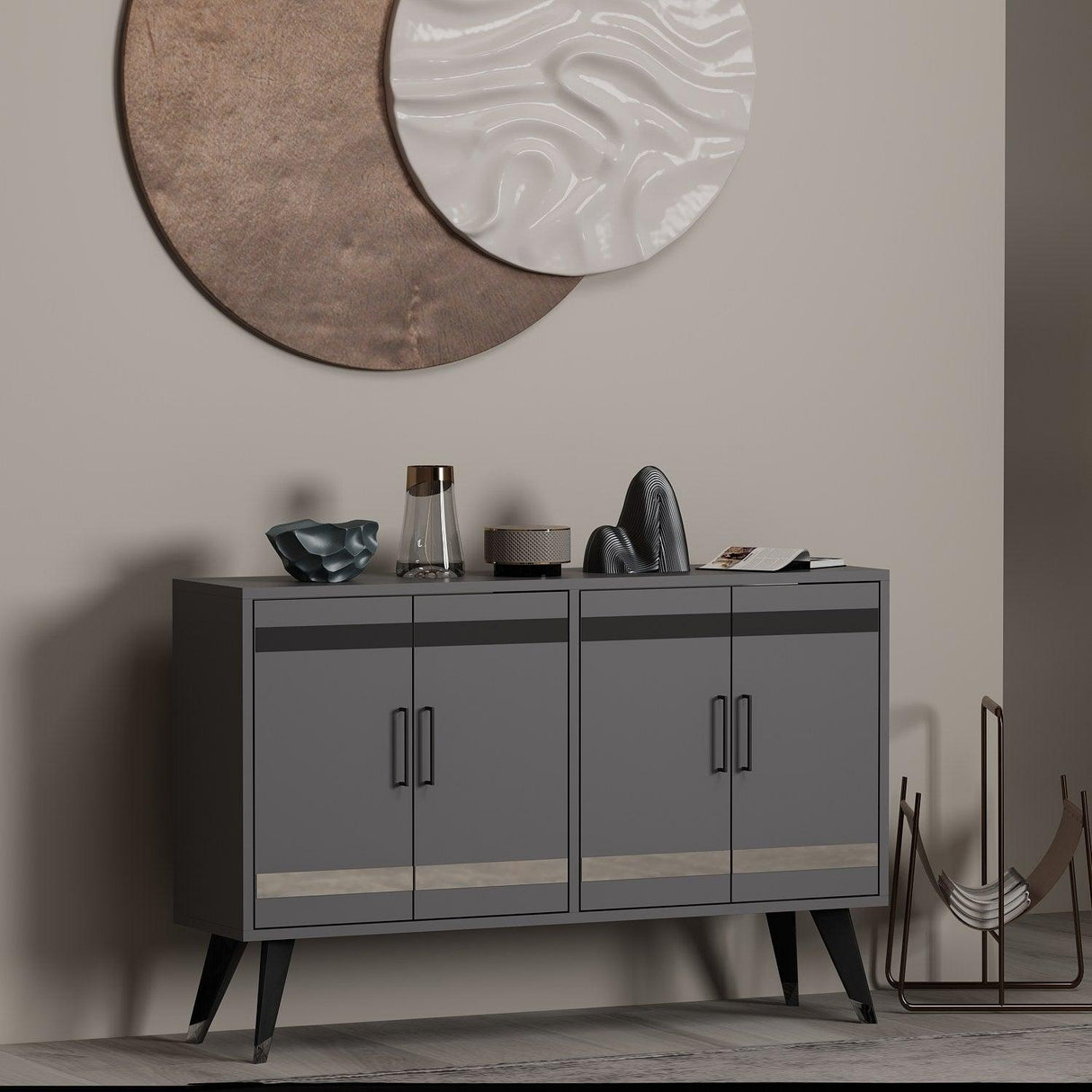 Comodă TV İlda, Diverse culori, 120x30x80 cm - Antracit | SKU: 327ODS1133 | Comodă TV İlda, 120x30x80 cm, varianta Antracit, produs pentru amenajarea locuinței, disponibil online în România la CasaMob
