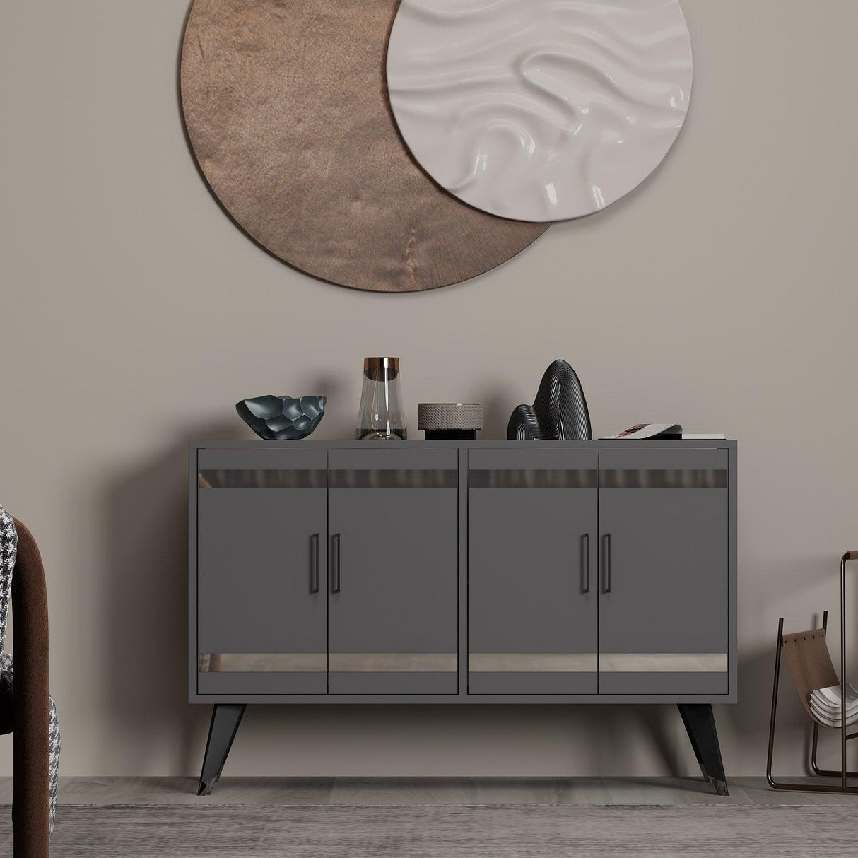 Comodă TV İlda, Diverse culori, 120x30x80 cm - Antracit | SKU: 327ODS1133 | Comodă TV İlda, 120x30x80 cm, varianta Antracit, produs pentru amenajarea locuinței, disponibil online în România la CasaMob