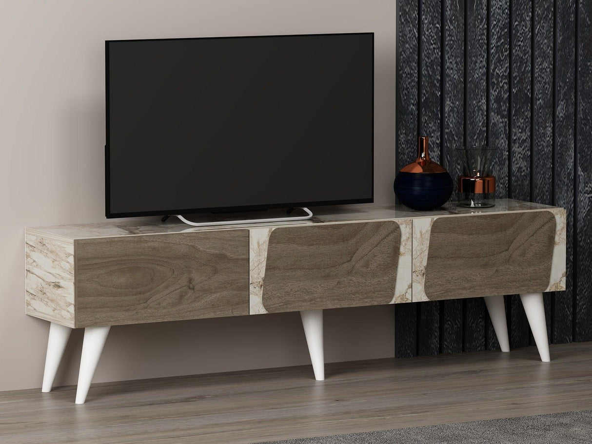Comodă TV Veas, Diverse culori, 150x30x43 cm - Marble - Nuc | SKU: 327ODS1134 | Comodă TV Veas, 150x30x43 cm, varianta Marble - Nuc, produs pentru amenajarea locuinței, disponibil online în România la CasaMob