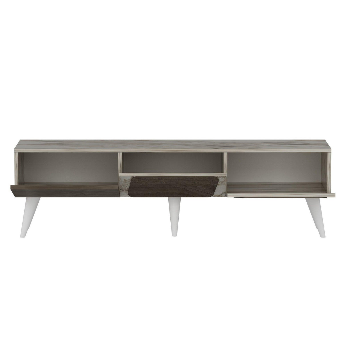 Comodă TV Veas, Diverse culori, 150x30x43 cm - Marble - Nuc | SKU: 327ODS1134 | Comodă TV Veas, 150x30x43 cm, varianta Marble - Nuc, produs pentru amenajarea locuinței, disponibil online în România la CasaMob