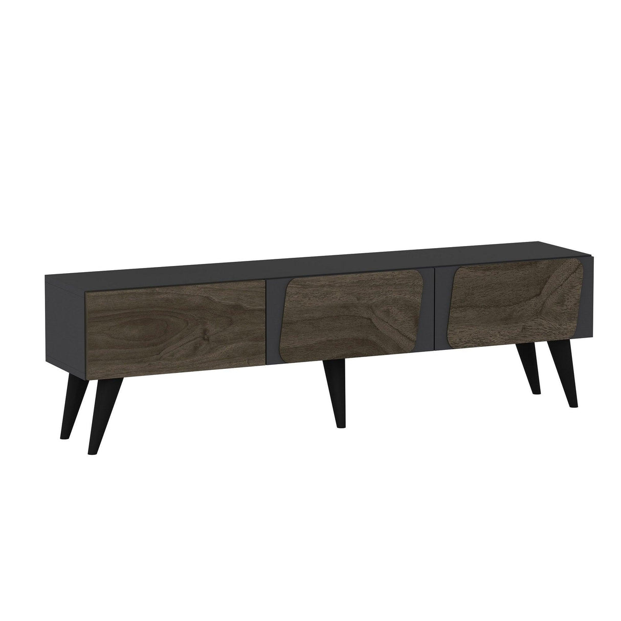 Comodă TV Veas, Diverse culori, 150x30x43 cm - Antracit - Nuc | SKU: 327ODS1135 | Comodă TV Veas, 150x30x43 cm, varianta Antracit - Nuc, produs pentru amenajarea locuinței, disponibil online în România la CasaMob