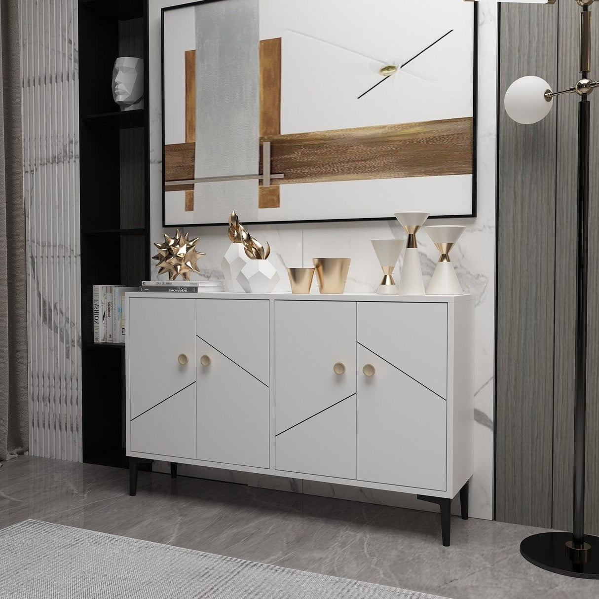 Comodă TV Cria, Diverse culori, 120x30x75 cm - Alb | SKU: 327ODS1136 | Comodă TV Cria, 120x30x75 cm, varianta Alb, produs pentru amenajarea locuinței, disponibil online în România la CasaMob