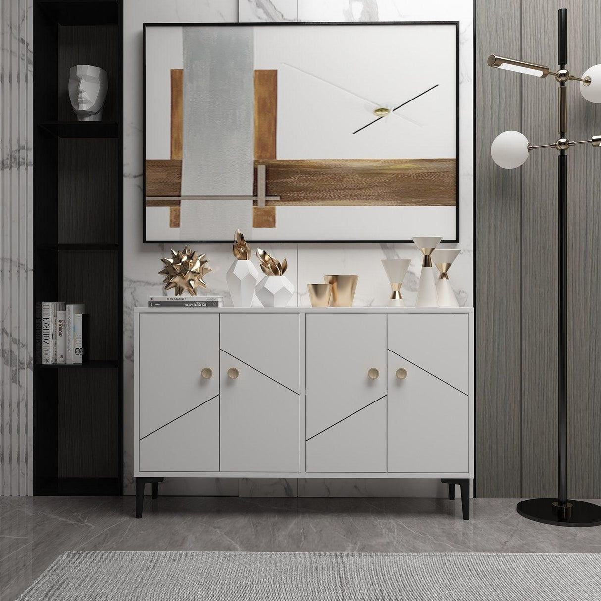 Comodă TV Cria, Diverse culori, 120x30x75 cm - Alb | SKU: 327ODS1136 | Comodă TV Cria, 120x30x75 cm, varianta Alb, produs pentru amenajarea locuinței, disponibil online în România la CasaMob