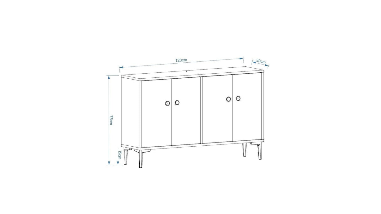 Comodă TV Cria, Diverse culori, 120x30x75 cm - Alb | SKU: 327ODS1136 | Comodă TV Cria, 120x30x75 cm, varianta Alb, produs pentru amenajarea locuinței, disponibil online în România la CasaMob