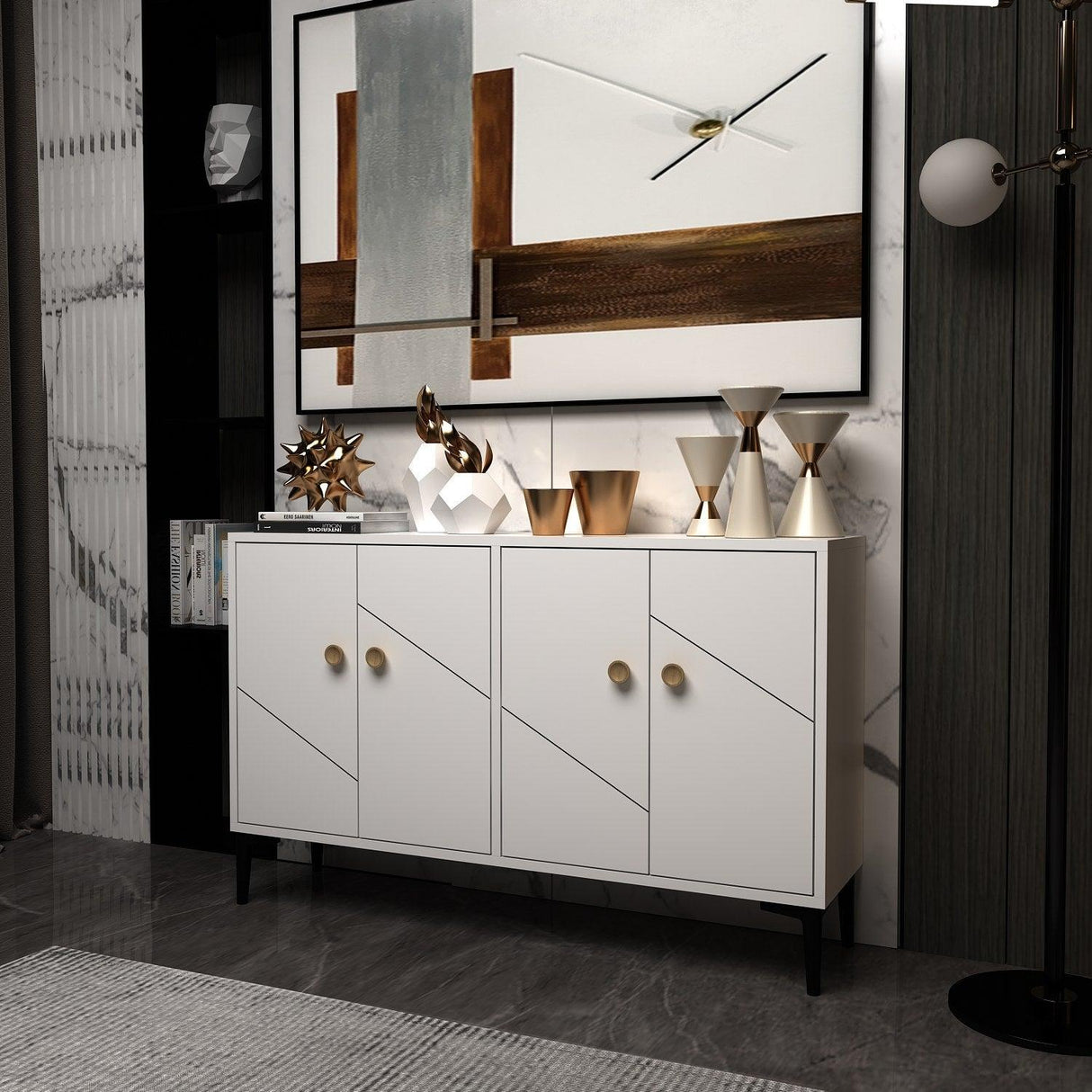 Comodă TV Myria, Diverse culori, 120x30x75 cm - Alb | SKU: 327ODS1138 | Comodă TV Myria, 120x30x75 cm, varianta Alb, produs pentru amenajarea locuinței, disponibil online în România la CasaMob