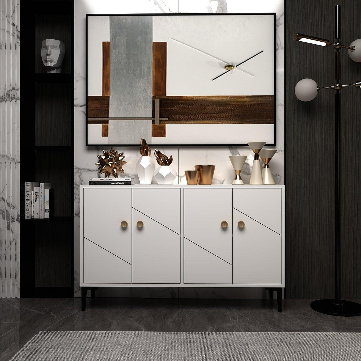 Comodă TV Myria, Diverse culori, 120x30x75 cm - Alb | SKU: 327ODS1138 | Comodă TV Myria, 120x30x75 cm, varianta Alb, produs pentru amenajarea locuinței, disponibil online în România la CasaMob