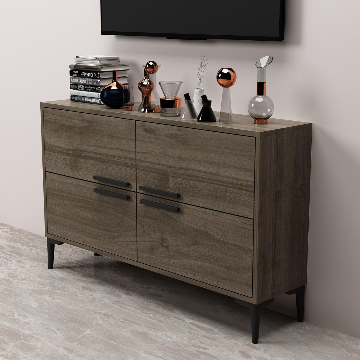 Comodă TV Ctn, Diverse culori, 120x30x75 cm - Nuc | SKU: 327ODS1145 | Comodă TV Ctn, 120x30x75 cm, varianta Nuc, produs pentru amenajarea locuinței, disponibil online în România la CasaMob