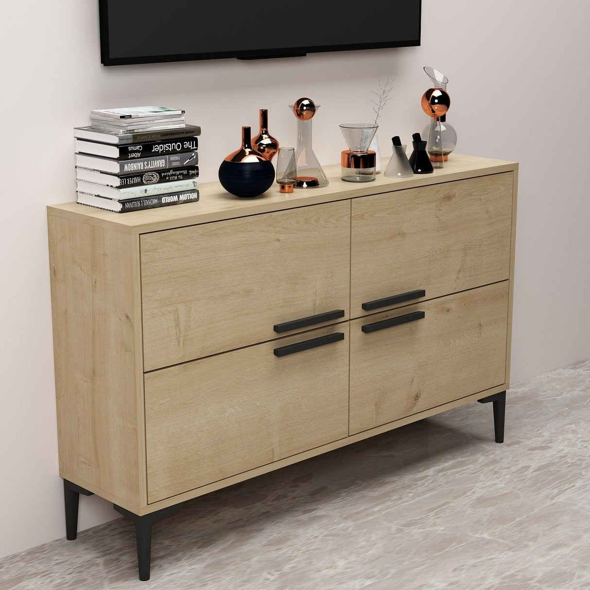 Comodă TV Ctn, Diverse culori, 120x30x75 cm - Stejar safir | SKU: 327ODS1146 | Comodă TV Ctn, 120x30x75 cm, varianta Stejar safir, produs pentru amenajarea locuinței, disponibil online în România la CasaMob