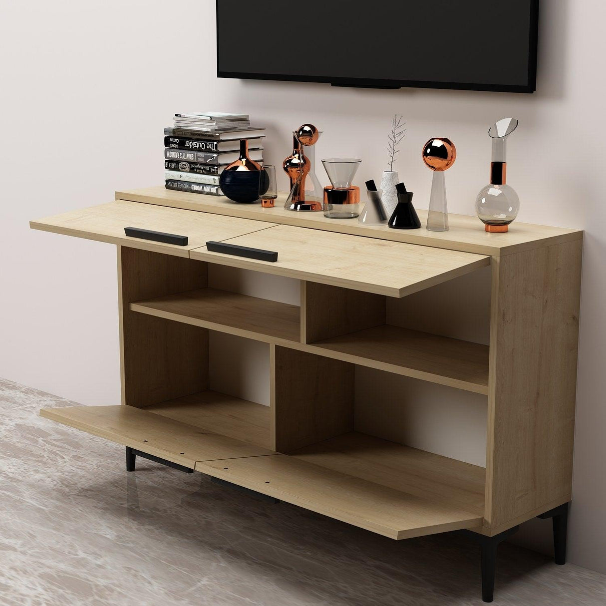 Comodă TV Ctn, Diverse culori, 120x30x75 cm - Stejar safir | SKU: 327ODS1146 | Comodă TV Ctn, 120x30x75 cm, varianta Stejar safir, produs pentru amenajarea locuinței, disponibil online în România la CasaMob
