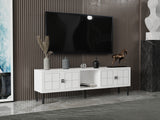 Comodă TV Keary, Alb - Argintiu, 150x30x45 cm