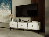 Comodă TV Kivan, Alb - Argintiu, 150x30x45 cm