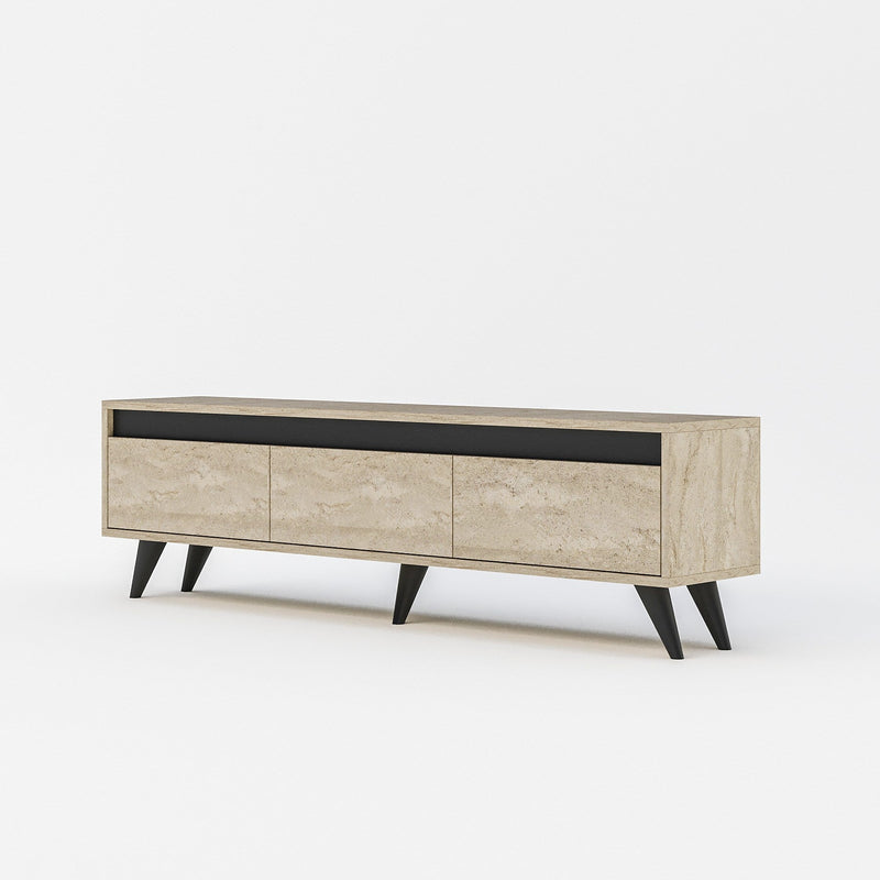 Travertin - Antracit | SKU: 327ODS1254 | Comodă TV Century, 150x30x45 cm, varianta Travertin - Antracit, produs pentru amenajarea locuinței, disponibil online în România la CasaMob