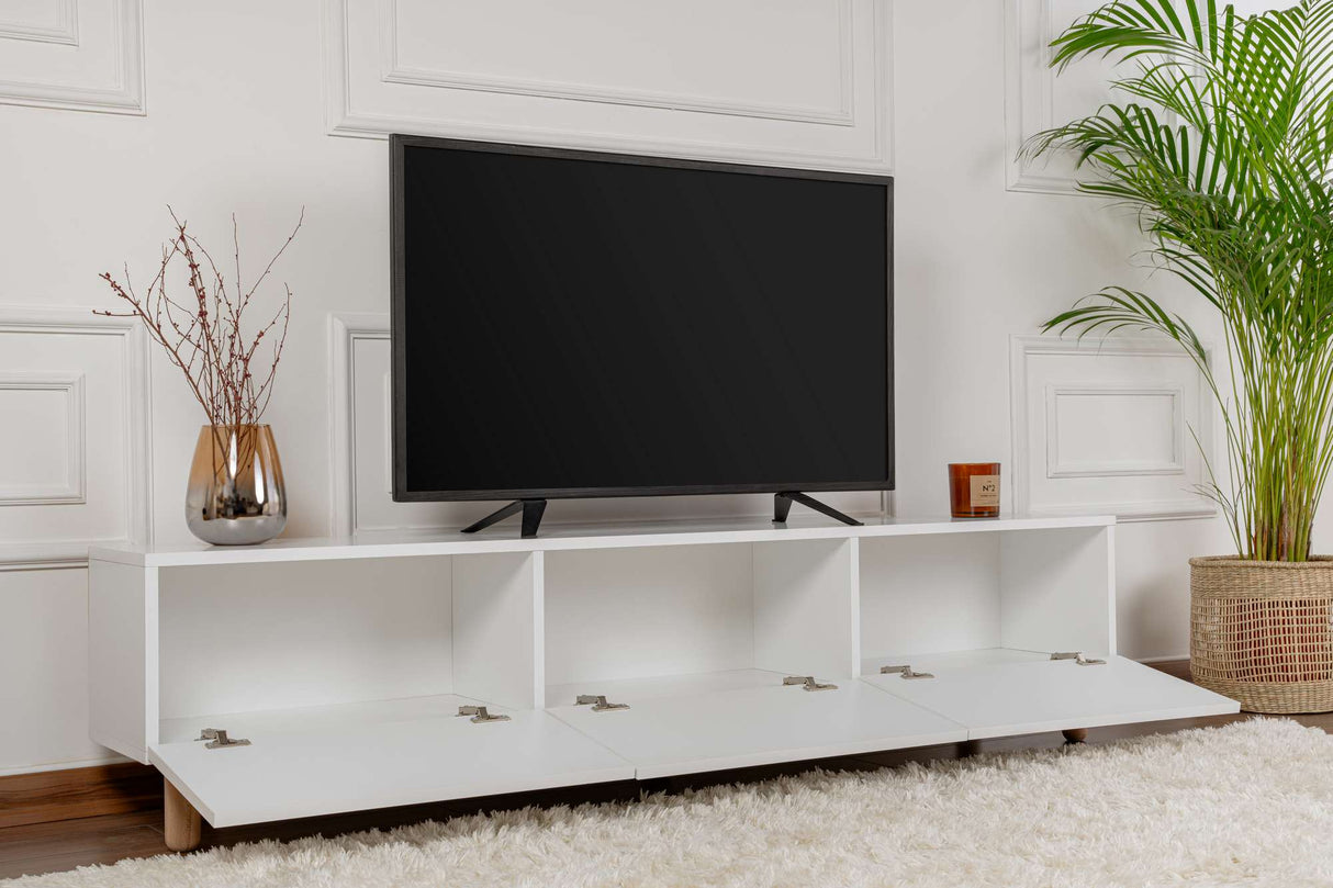 Comodă TV Alvin, Diverse culori, 180x31x42 cm - Alb | SKU: 327ODS1255 | Comodă TV Alvin, 180x31x42 cm, varianta Alb, produs pentru amenajarea locuinței, disponibil online în România la CasaMob
