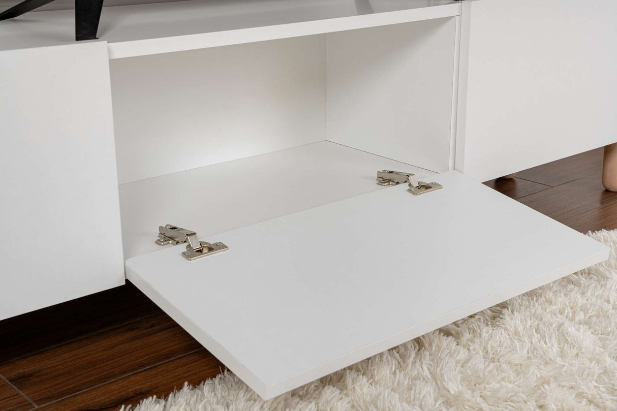 Comodă TV Alvin, Diverse culori, 180x31x42 cm - Alb | SKU: 327ODS1255 | Comodă TV Alvin, 180x31x42 cm, varianta Alb, produs pentru amenajarea locuinței, disponibil online în România la CasaMob