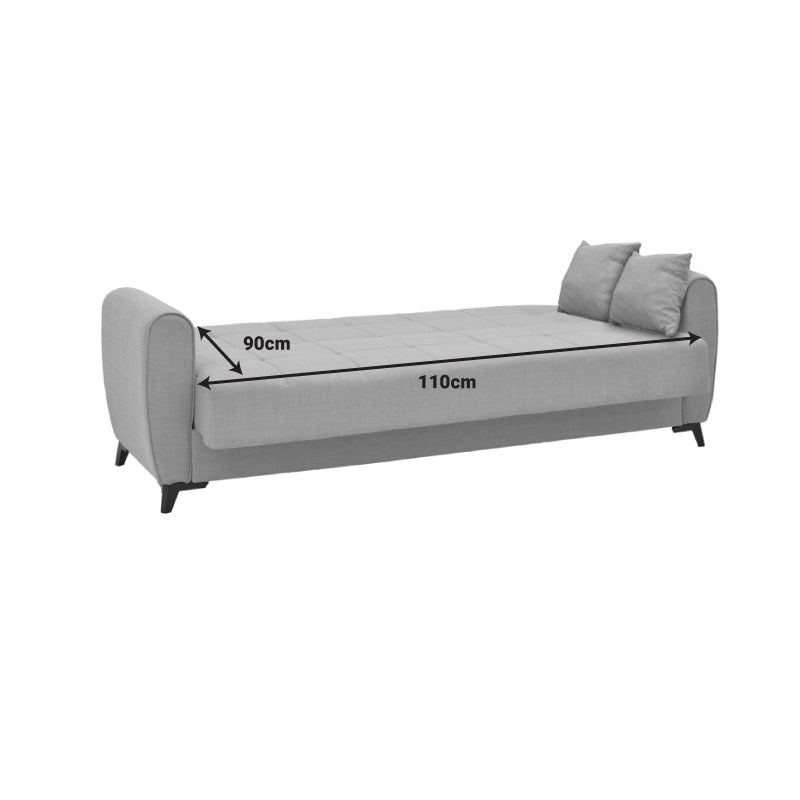 Canapea extensibila cu depozitare pentru trei persoane Lincoln, tesatura, Diverse culori, 225x85x90 cm, 85x225 cm - Gri închis | SKU: 328-000018 | Canapea extensibila cu depozitare pentru trei persoane Lincoln, tesatura, 225x85x90 cm, 85x225 cm, varianta Gri închis, produs pentru amenajarea locuinței, disponibil online în România la CasaMob