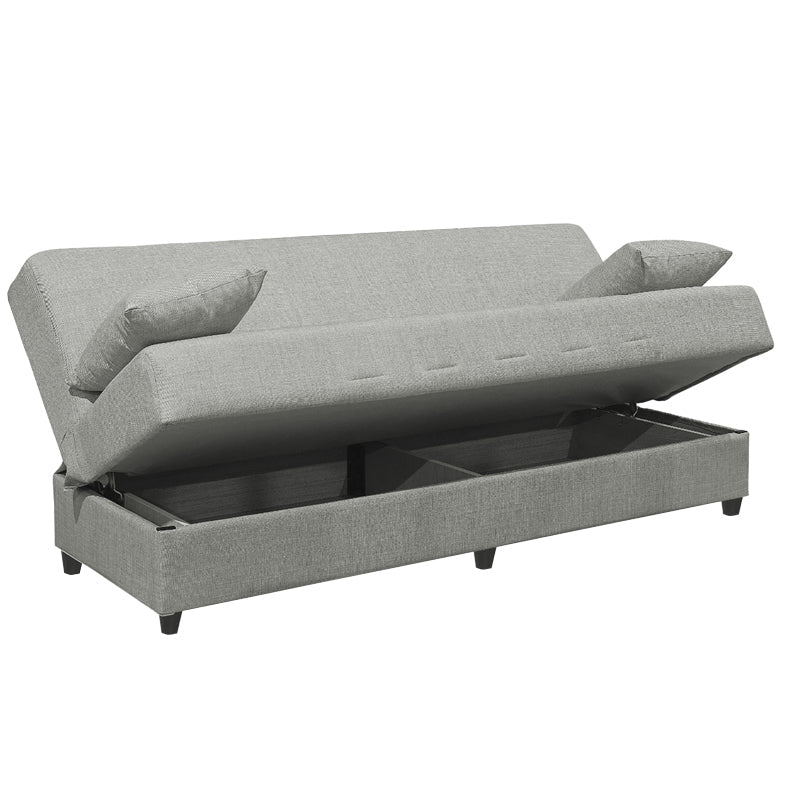 Canapea extensibilă 3 locuri Romina, cu spațiu de depozitare, Diverse culori, 190x85x90 cm - Gri deschis | SKU: 328-000024 | Canapea extensibilă 3 locuri Romina, cu spațiu de depozitare, 190x85x90 cm, varianta Gri deschis, produs pentru amenajarea locuinței, disponibil online în România la CasaMob