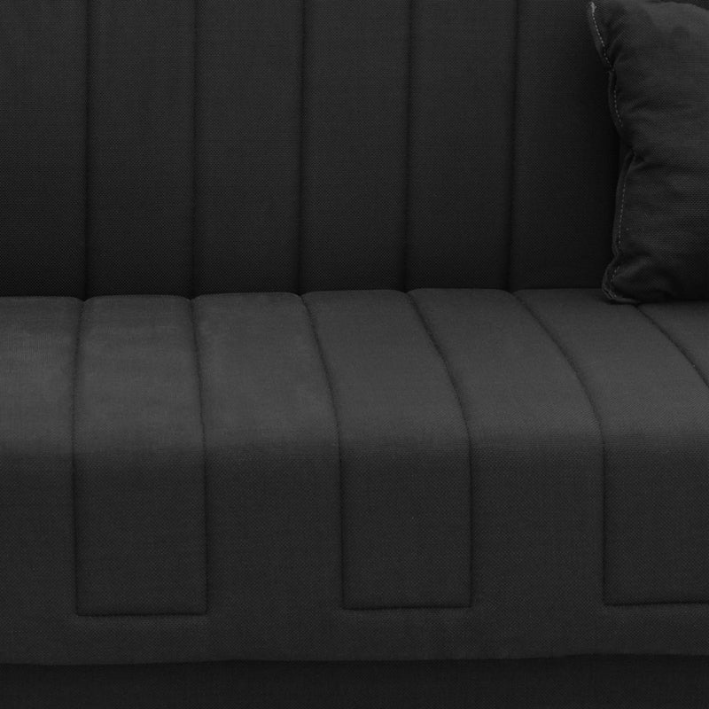 Canapea extensibilă 3 locuri Romina, cu spațiu de depozitare, Diverse culori, 190x85x90 cm - Negru | SKU: 328-000026 | Canapea extensibilă 3 locuri Romina, cu spațiu de depozitare, 190x85x90 cm, varianta Negru, produs pentru amenajarea locuinței, disponibil online în România la CasaMob