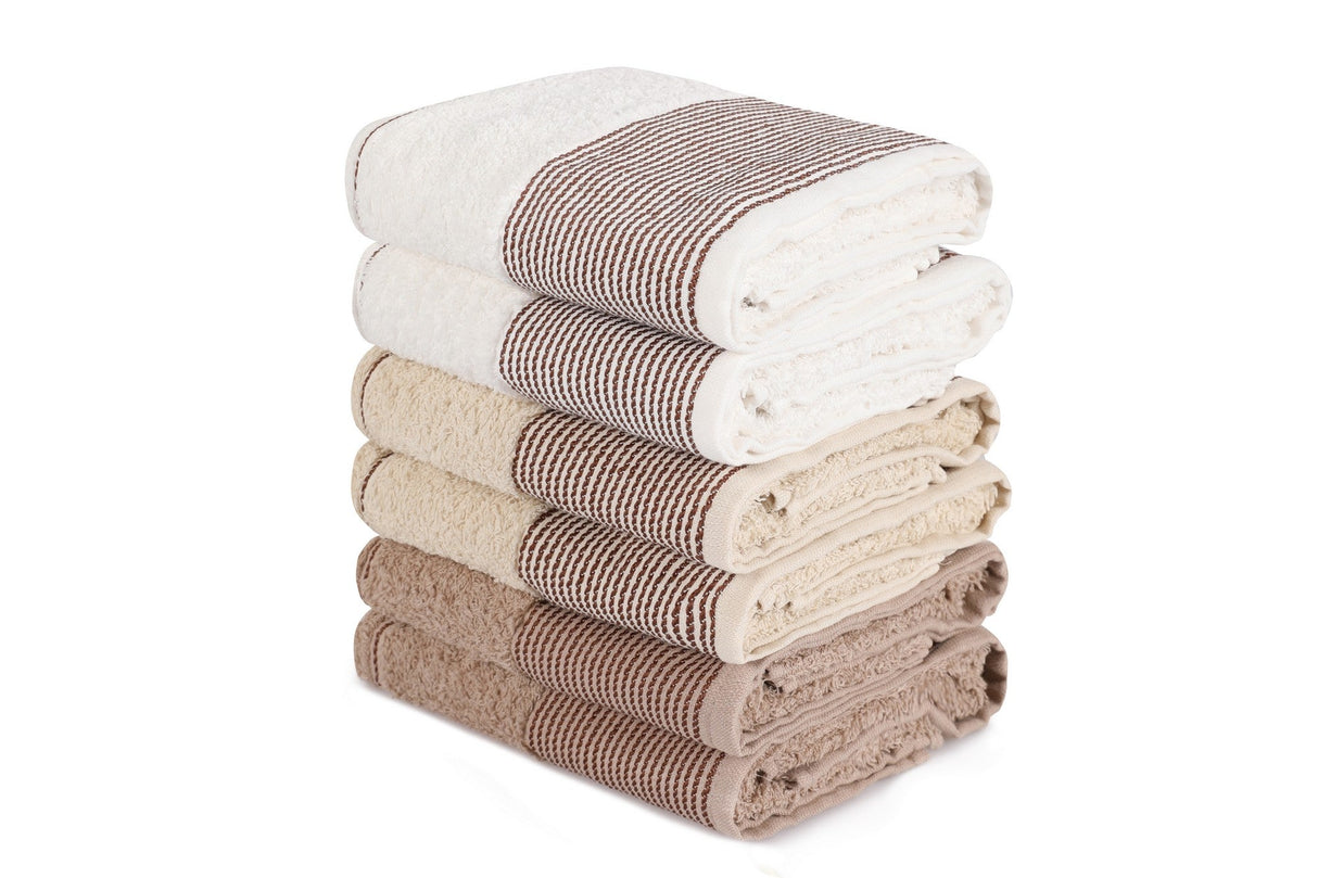Set prosoape de baie 6 bucăți Fitilli, Diverse culori, 50x85 cm - Maro - Gri - Alb | SKU: 336EPJ1113 | Set prosoape de baie 6 bucăți Fitilli, 50x85 cm, varianta Maro - Gri - Alb, produs pentru amenajarea locuinței, disponibil online în România la CasaMob
