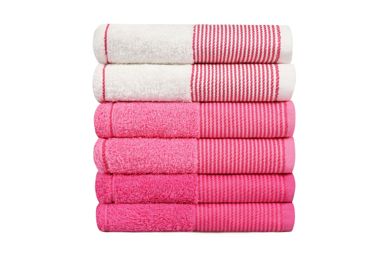 Set prosoape de baie 6 bucăți Fitilli, Diverse culori, 50x85 cm - Alb - Roz | SKU: 336EPJ1115 | Set prosoape de baie 6 bucăți Fitilli, 50x85 cm, varianta Alb - Roz, produs pentru amenajarea locuinței, disponibil online în România la CasaMob