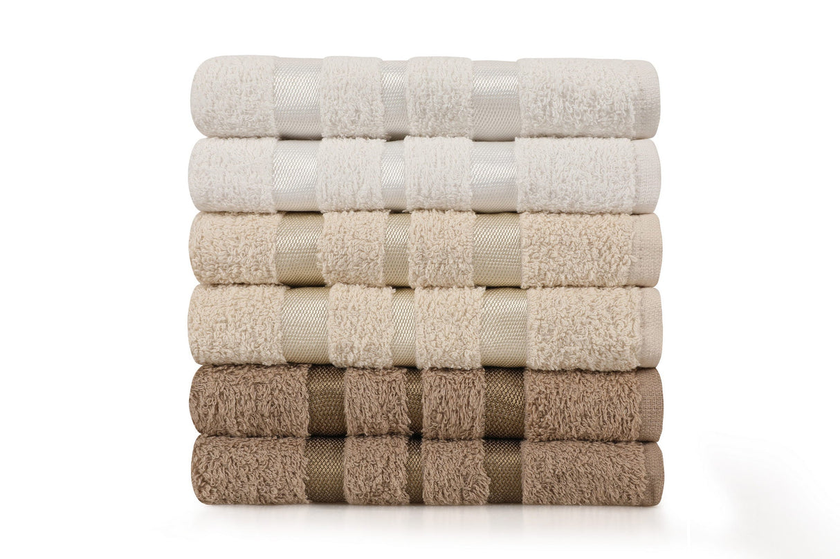 Set prosoape de baie 6 bucăți Flos, Diverse culori, 50x85 cm - Maro - Alb - Bej | SKU: 336EPJ1119 | Set prosoape de baie 6 bucăți Flos, 50x85 cm, varianta Maro - Alb - Bej, produs pentru amenajarea locuinței, disponibil online în România la CasaMob